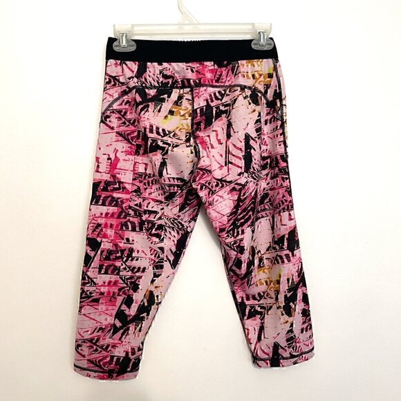 ADIDAS TechFit Printed Capri Leggings Climalite Pink Black Geo Geometric Active - Picture 12 of 14